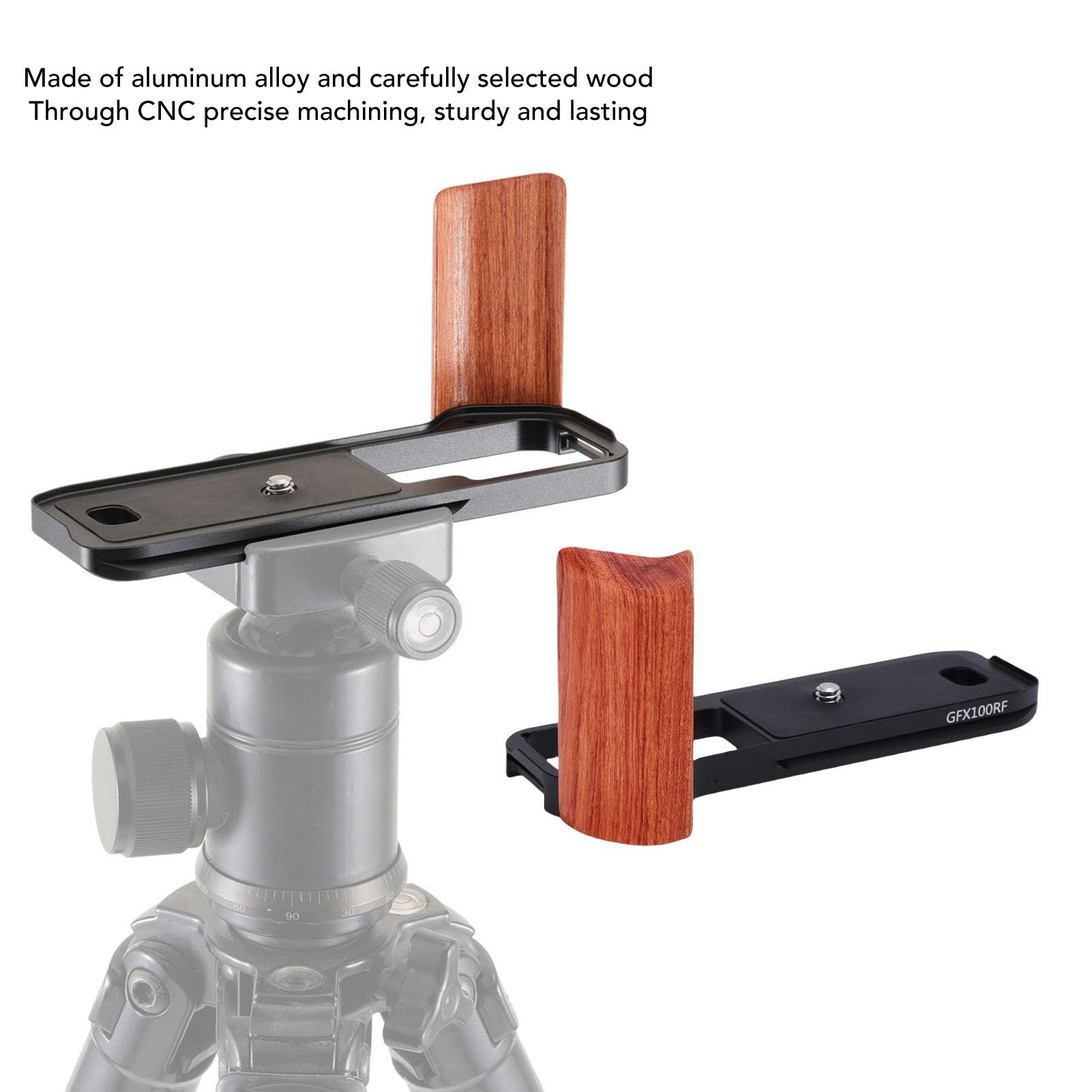 Impugnatura a L per Fotocamera per Fujifilm GFX 100RF, Grip | Maniglia laterale in legno, Piastra di base a sgancio rapido, Adatto allo stabilizzatore Arca, Facile accesso al vano