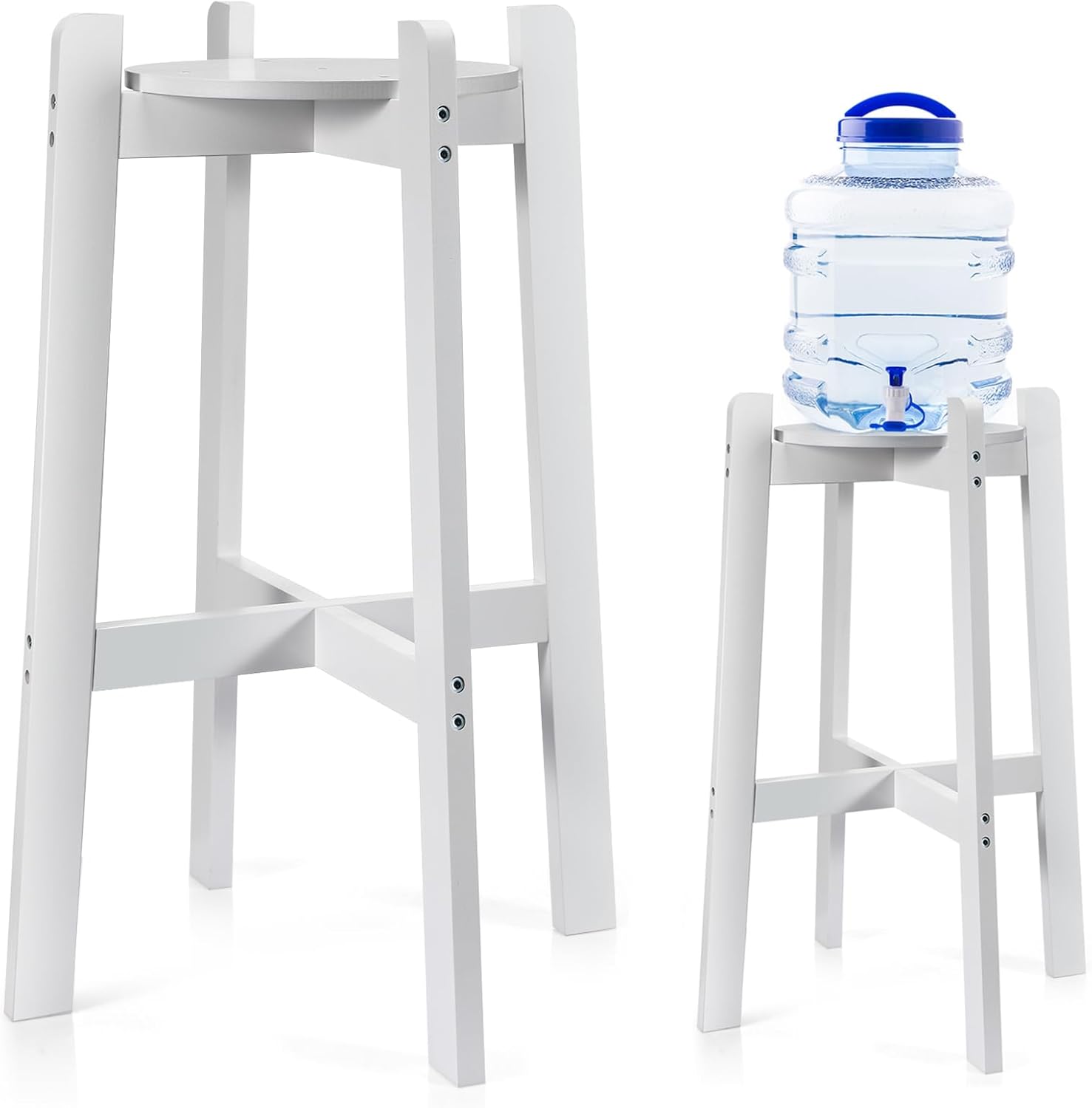 barydat 27" wood water dispenser floor stand, wood floor stand, natural wooden water jug holder for 1-5 gallon(white)