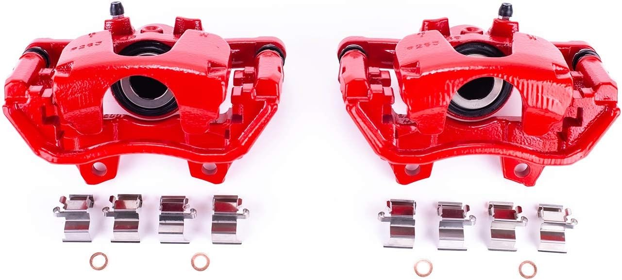 Power Stop Rear S15014 Pair of High-Temp Red Powder Coated Calipers For Jeep Wrangler 2018-2024 [Model Specific]