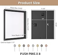 Vista 117 de Califortree 12x16 Large Shadow Box Frame with Soft Linen Back - Metal Push Pins Included, Memory Shadow Box Display Case for Bouquet Awards Medals