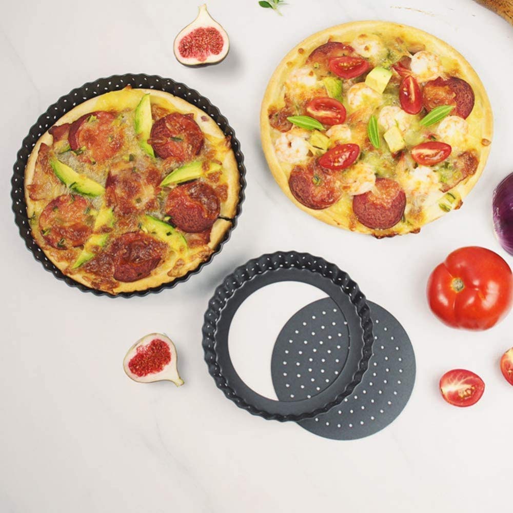 Juego de moldes antiadherentes para tartas, 3 tamaños diferentes, para flan y tartas, molde para quiche con base suelta para pasteles de queso cremoso, pasteles de chocolate, magdalenas, bandeja para