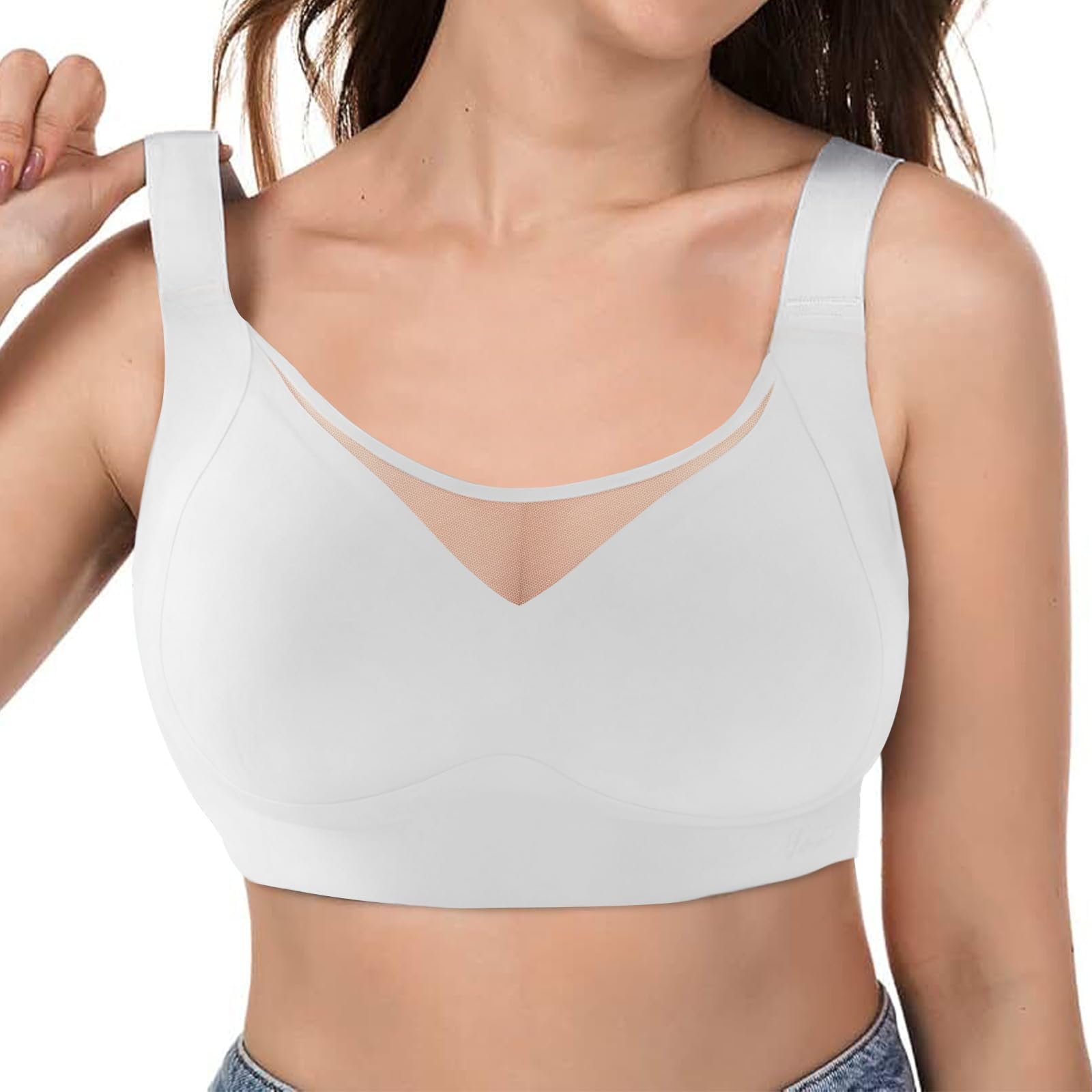 Non Wired Bras for Women, Seamless Push Up BraT Shirt Soft Comfort Support Sleep Bralettes, Full Coverage Wireless V Neck Bras with Extender