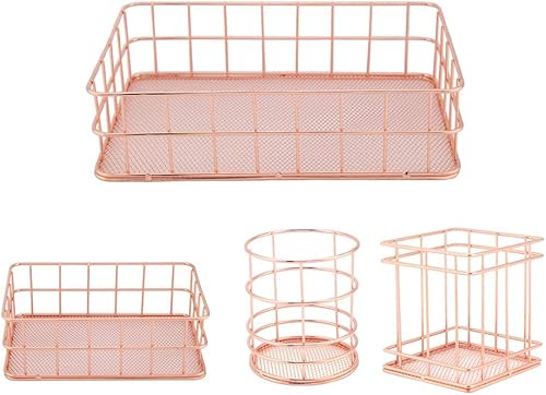 Miniatura 9 de Yosoo Cesta de almacenamiento de hierro Maquillaje Cosas Pequeñas Organizador de Almacenamiento Titular Decoración de Escritorio Caja de Hierro Oro