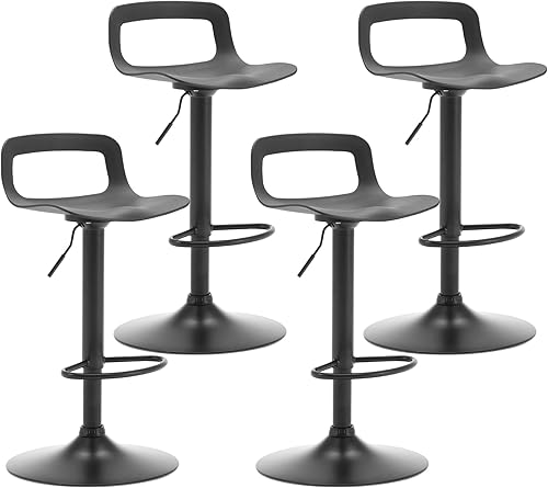 LSSPAID Juego de 4 taburetes de bar, taburetes de bar ajustables en altura de mostrador, sillas de bar de metal para isla de cocina, color negro
