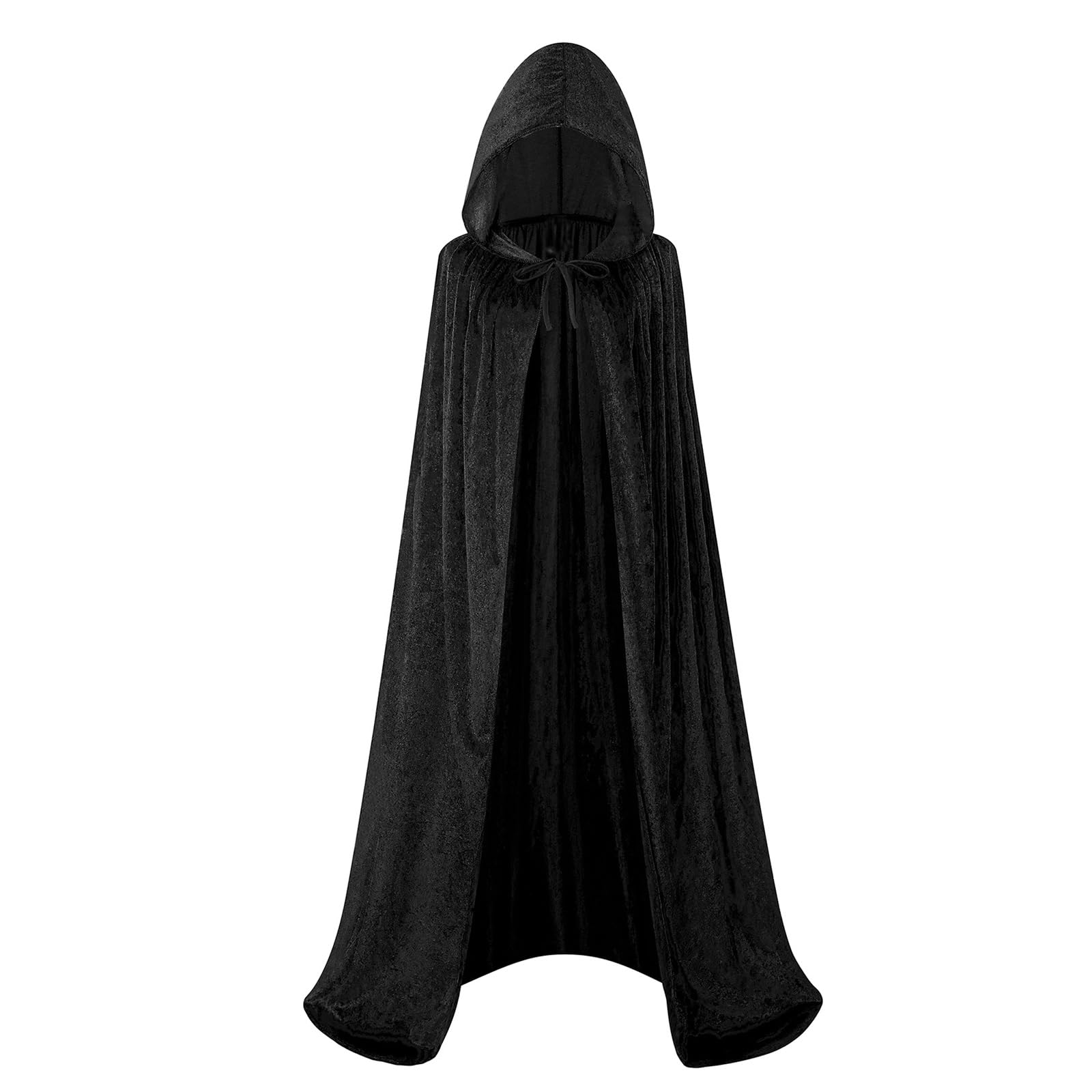 maxToonrain Velvet Hooded Cape for Adults Unisex Cloak with Hood for Halloween Christmas World Book Day Fancy Dress Costume (150cm-Black)