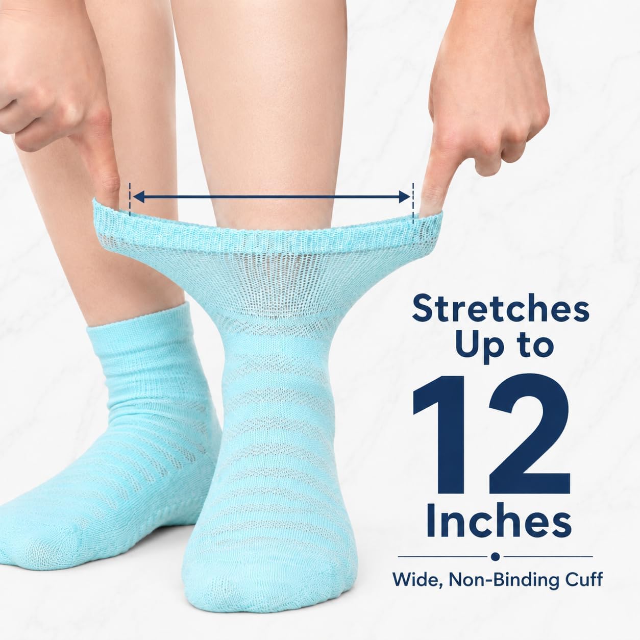 Women’s Diabetic Socks, 6 Pairs Non Slip Non Binding Extra Wide Ankle Socks for Swollen Feet, Lymphedema, Neuropathy