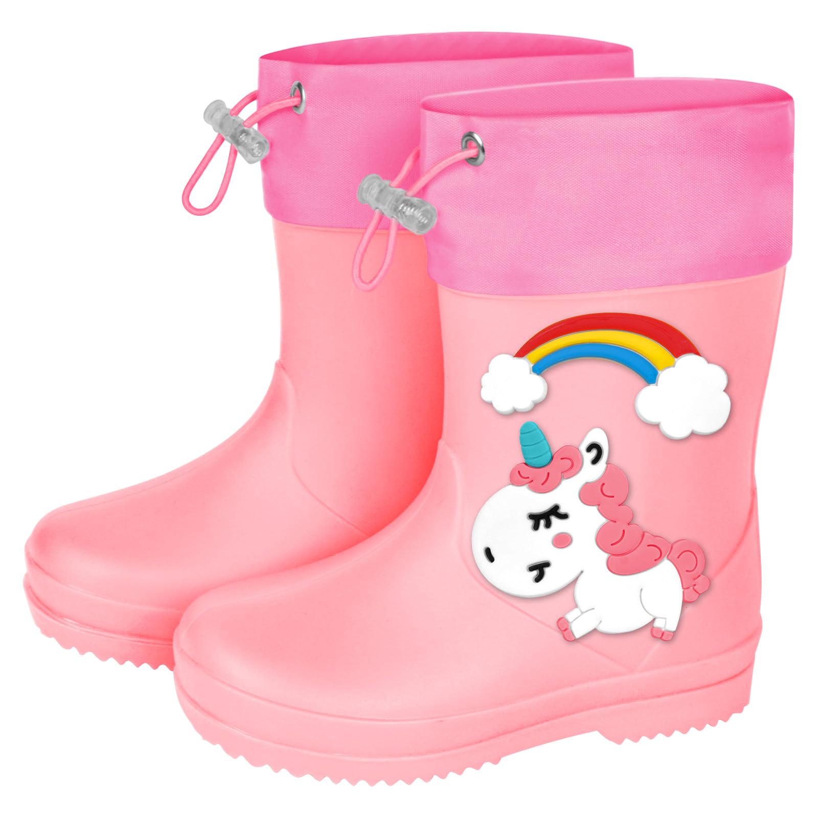 Aomig Stivaletti Pioggia Bambino, Stivali Di Gomma Con Coulisse per Bambini Unisex, Scarpe da Pioggia Antiscivolo Impermeabili Ragazzo e Ragazza