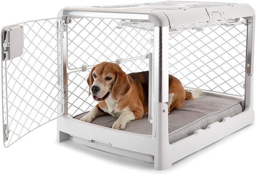 ALLFORWAN'S LIFE Dog Cage, American DIGGS PET Folding Pet Cage, Revolution Rate, M, Ash Size: 35.0 x 23.1 x 24.0 inches (89 x 58.4 x 61 cm)
