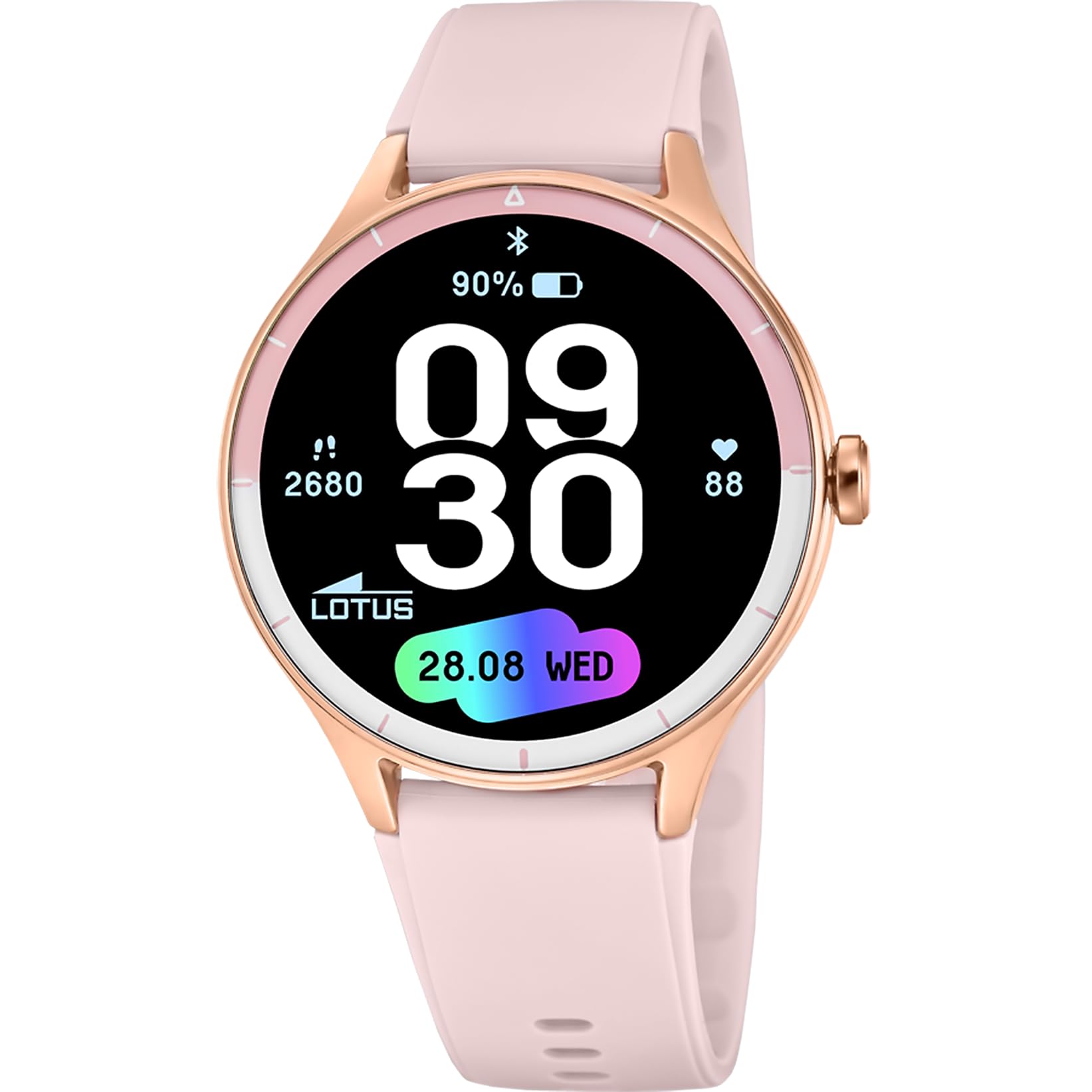 LOTUS Reloj Inteligente Hombre Mujer - Smartwatch Unisex de Caucho Rosa - Resistente al Agua IP65 - Voz IA, Música, Cuenta Pasos, Teléfono, Deportes, Monitor Sueño 50201/​1 Lēve - Smartime 2nd Gen