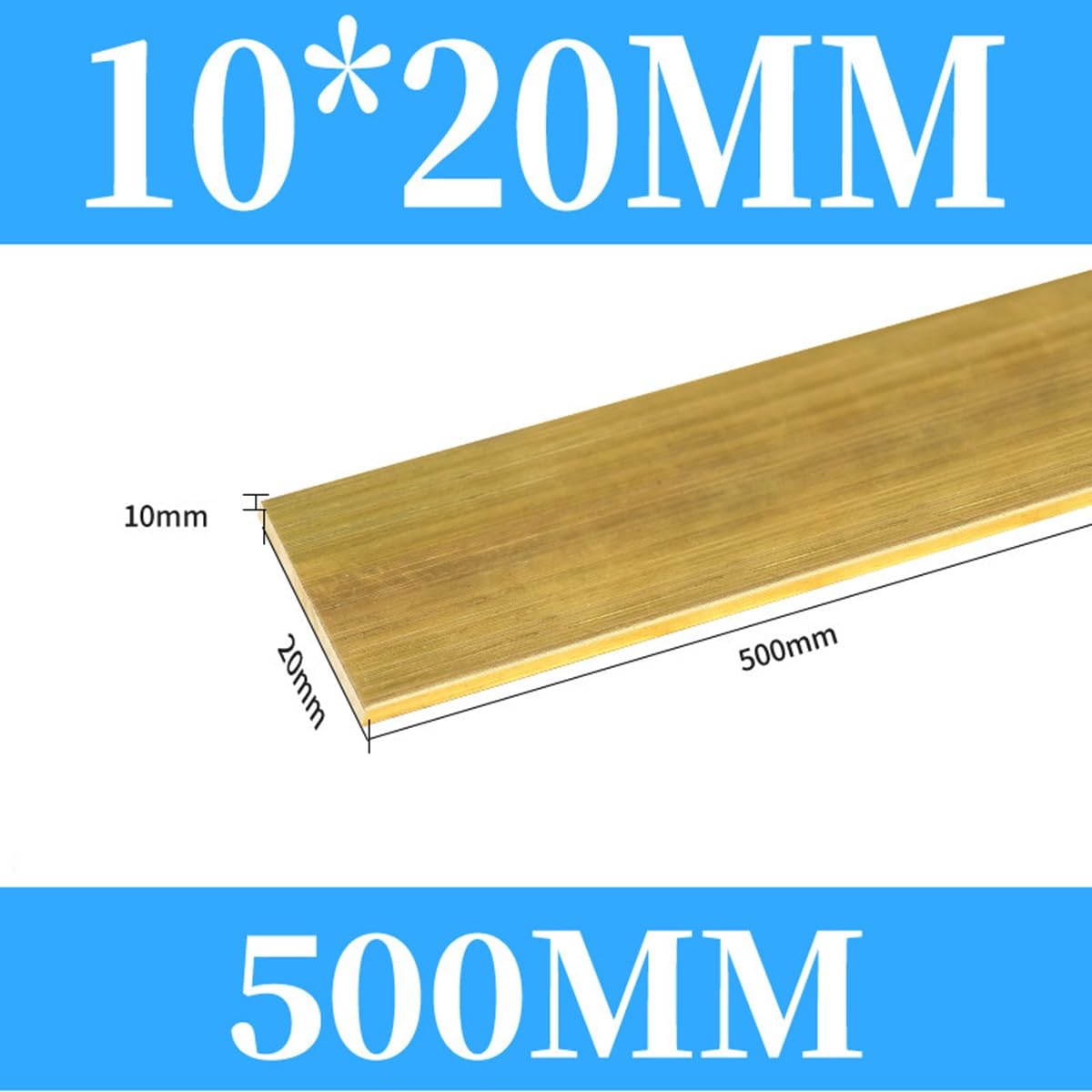 Pasek mosiężny H59 500 Mm - mosiężna płyta cięta na zamówienie 2 mm ~ 12 mm grubość dla majsterkowiczów przemysłowych (10mmx20mmx500mm)
