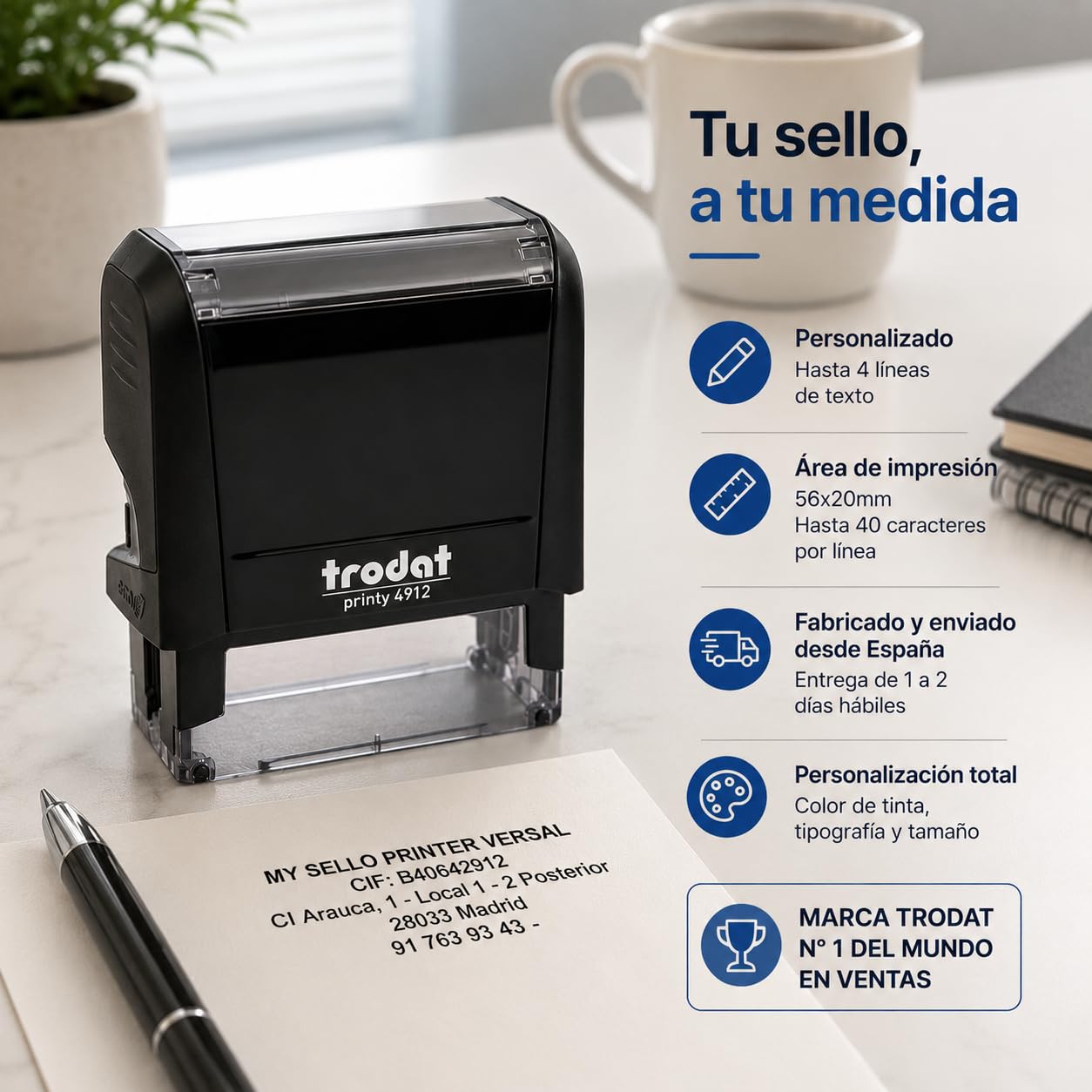 Timbro Personalizzato | Timbri Personalizzati Autoinchiostrante | Trodat 11 36x12mm | Timbro Personalizzabile Completo di Personalizzazione