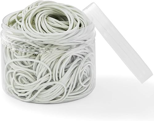 AMUU Bandas de goma para oficina, 300 unidades, pequeñas, color blanco, para oficina, escuela, hogar, talla 16, banda elástica