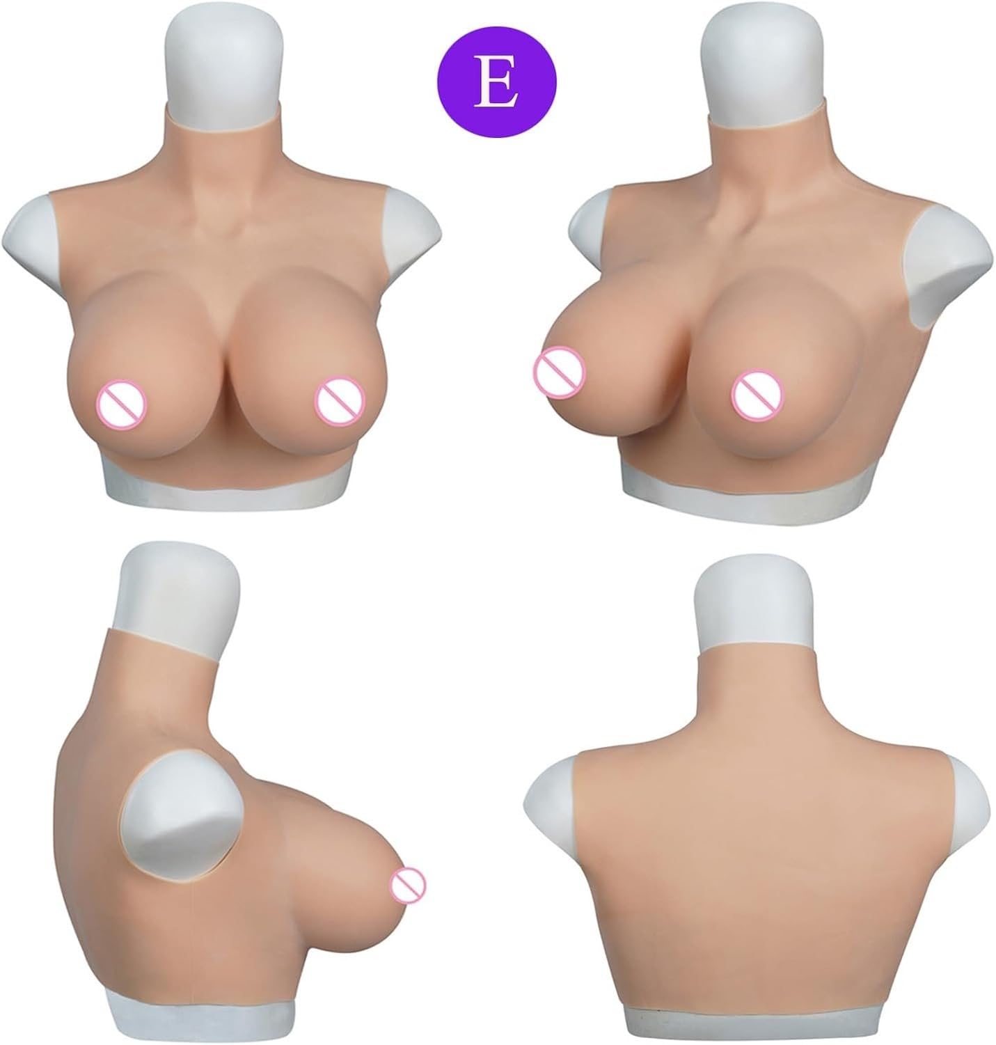 Silicone Breast Prosthesis Soft Touch C-XXL Cup S, Realistic Silicone Breast Plate for Transgender Crossdresser Cosplay Dress Up (Ivory White, C Silicone Fillin, Braun, K-Baumwollfüller