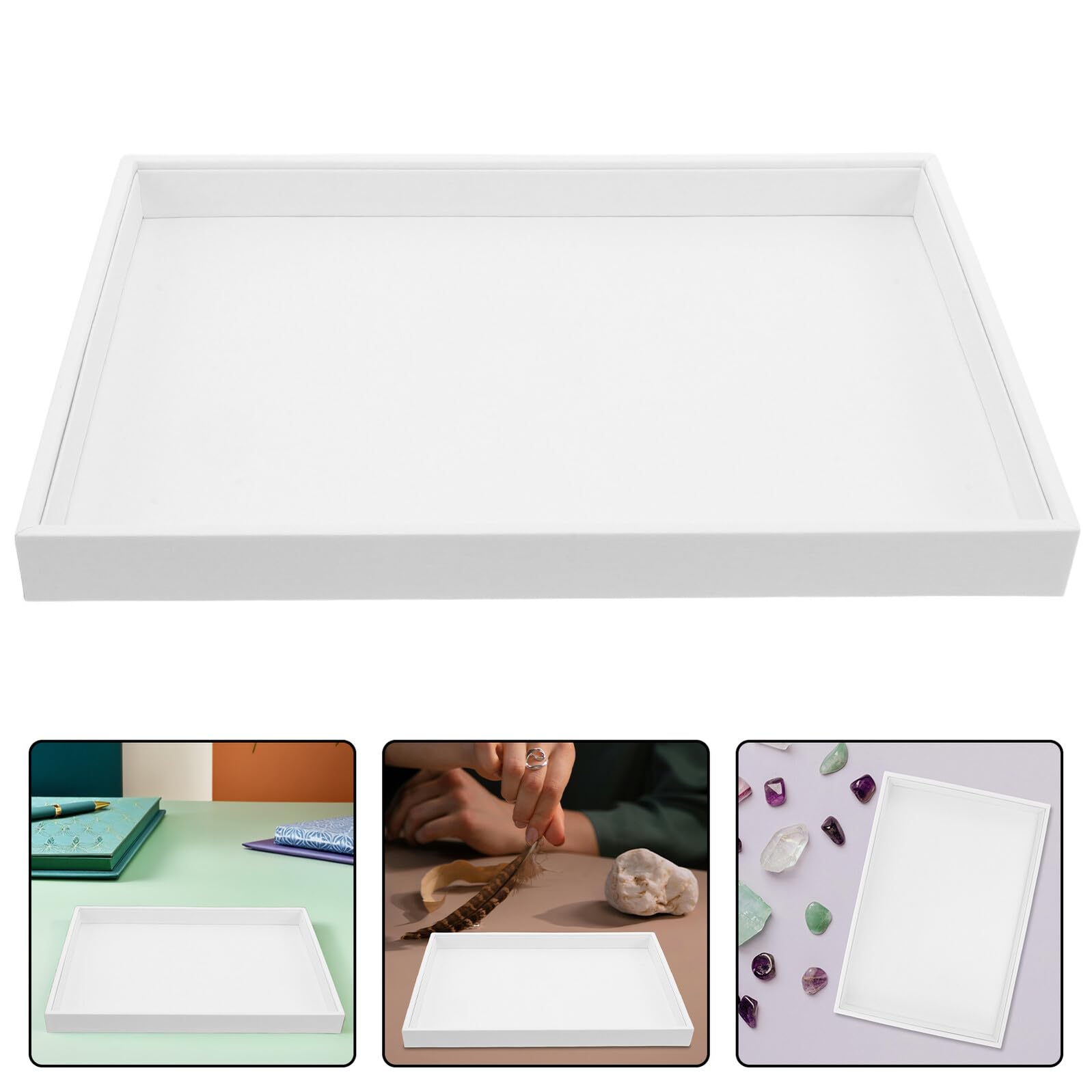Gatuida 2 piezas Bandejas Apilables Grandes para Joyas con Acabado Lujoso Organizador Flexible para Collares Anillos Pendientes y Pulseras para Tocadores y Almacenamiento Diario