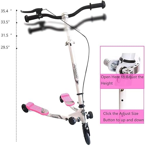 Miniatura 6 de Patineta oscilante patín plegable 3 ruedas plegable marco de aluminio y manillar ajustable