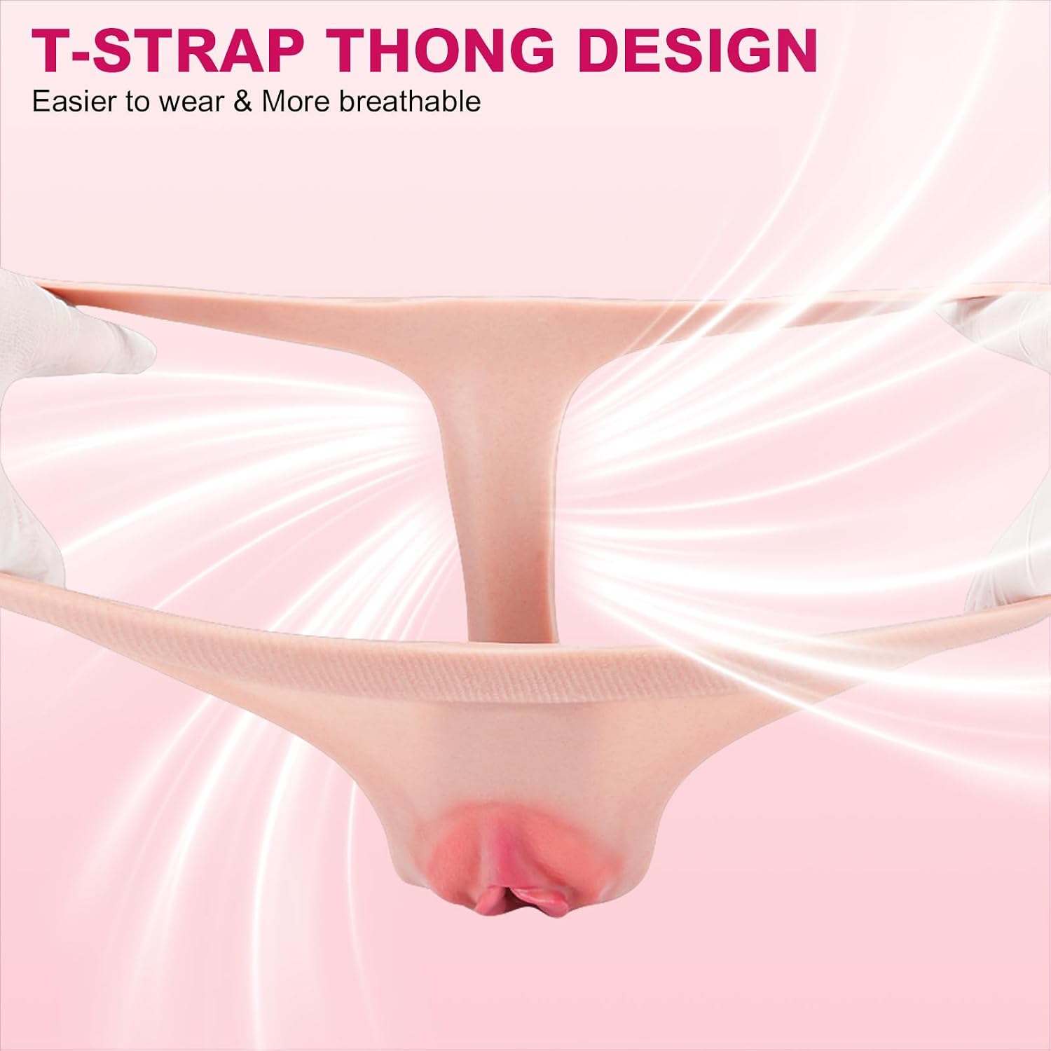 Fake Pussy Chastity Devices Male Sex Toys, Fake Vagina Pink Realistic Vulva with Insertable Channel, Elastic Silicone Chastity Cage for Transgender Crossdresser Ssisy Men