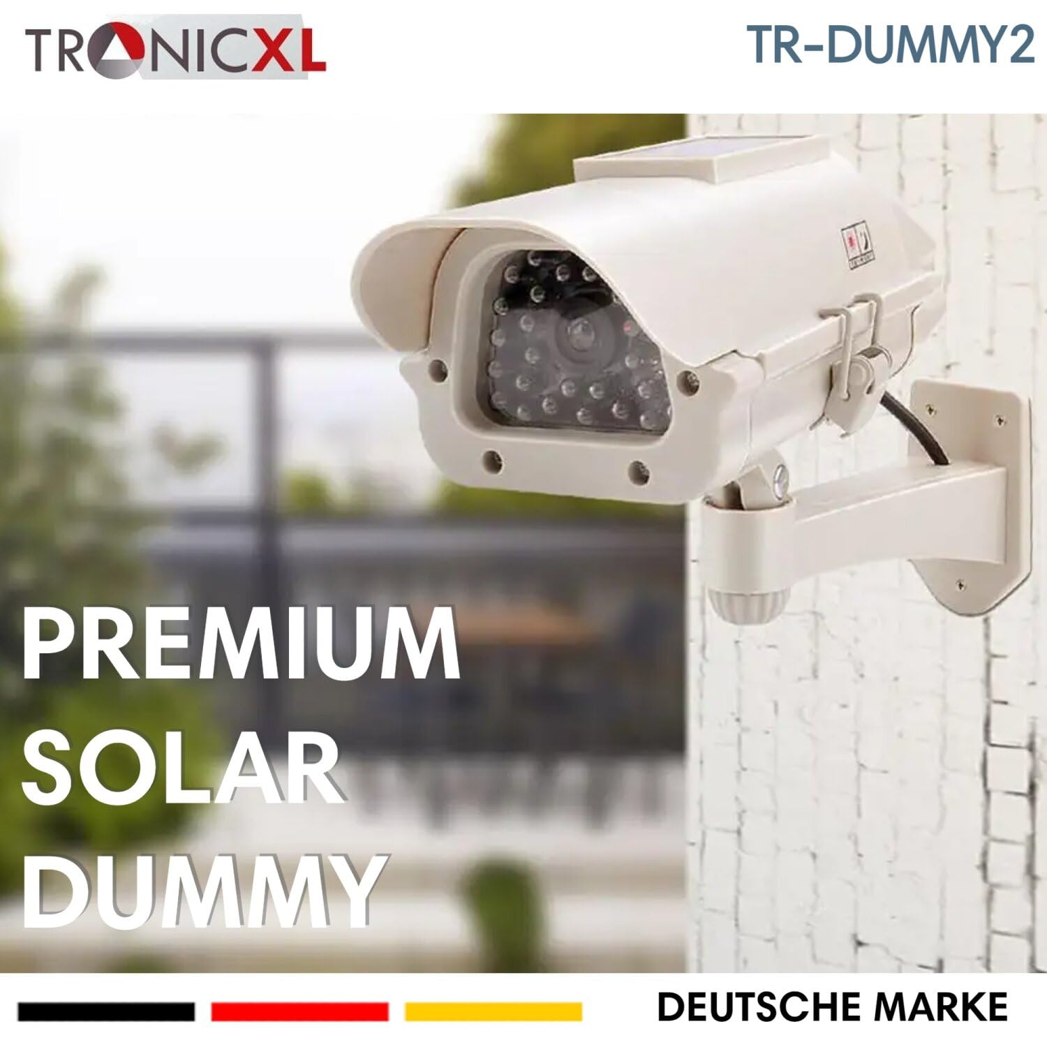 TronicXL Telecamera di sorveglianza solare di alta qualità, CCTV con LED lampeggiante, CCD professionale, per interni ed esterni