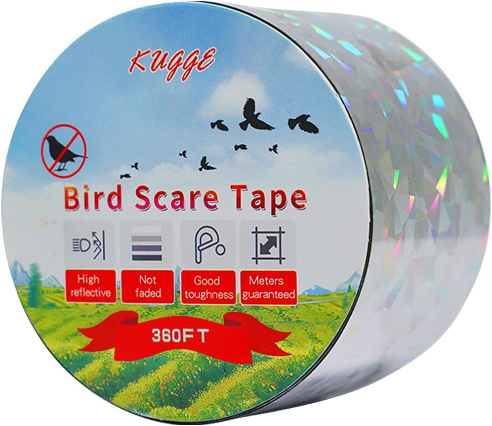 Bird Flash Tape (2in,360ft), Double Side Reflective Tape, Protect Your House, Garden, Orchard