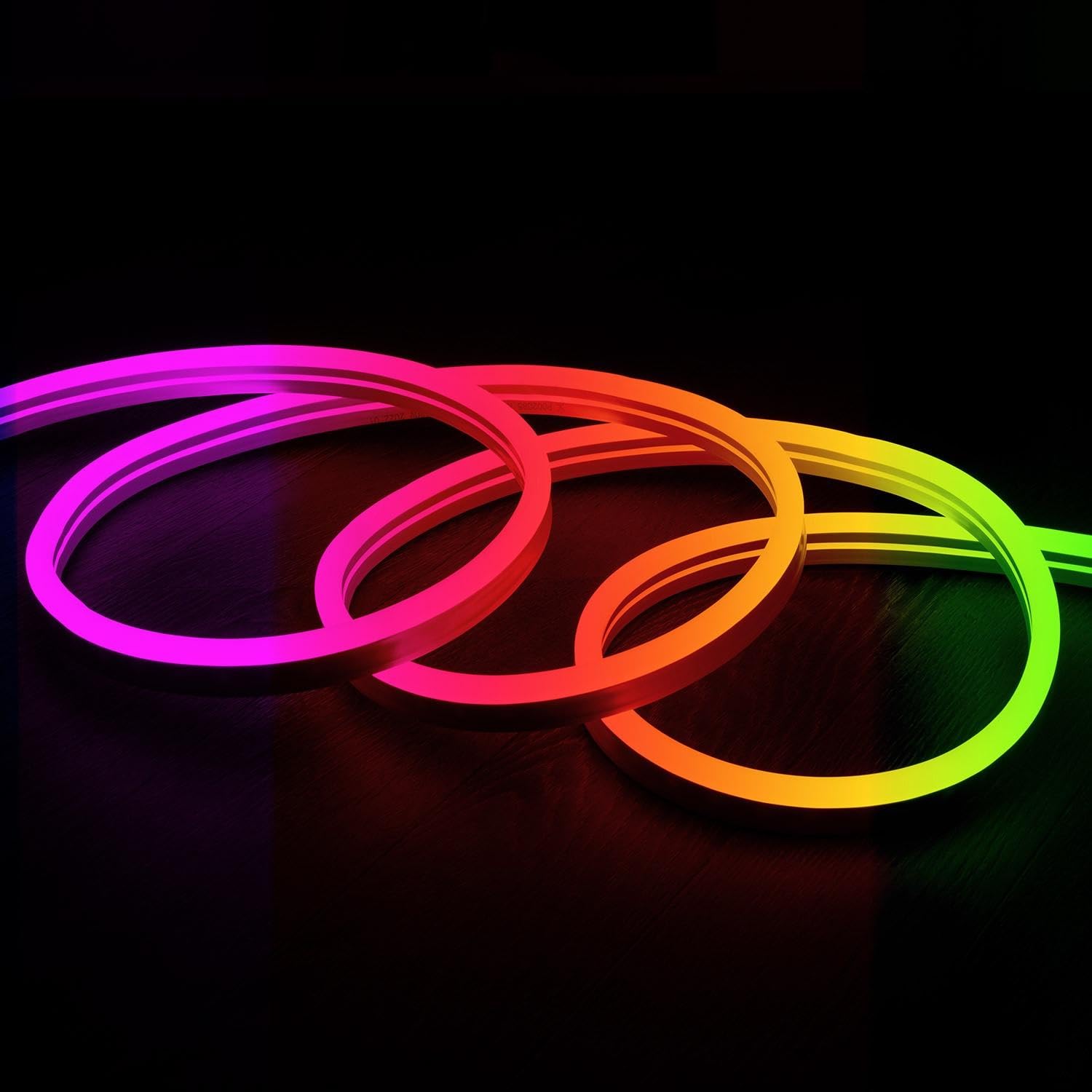 LEDKIA LIGHTING Tira LED Neón Regulable 220V BOBINA 50m RGB Semicircular 180 9W/m Corte 100cm IP67 RGB