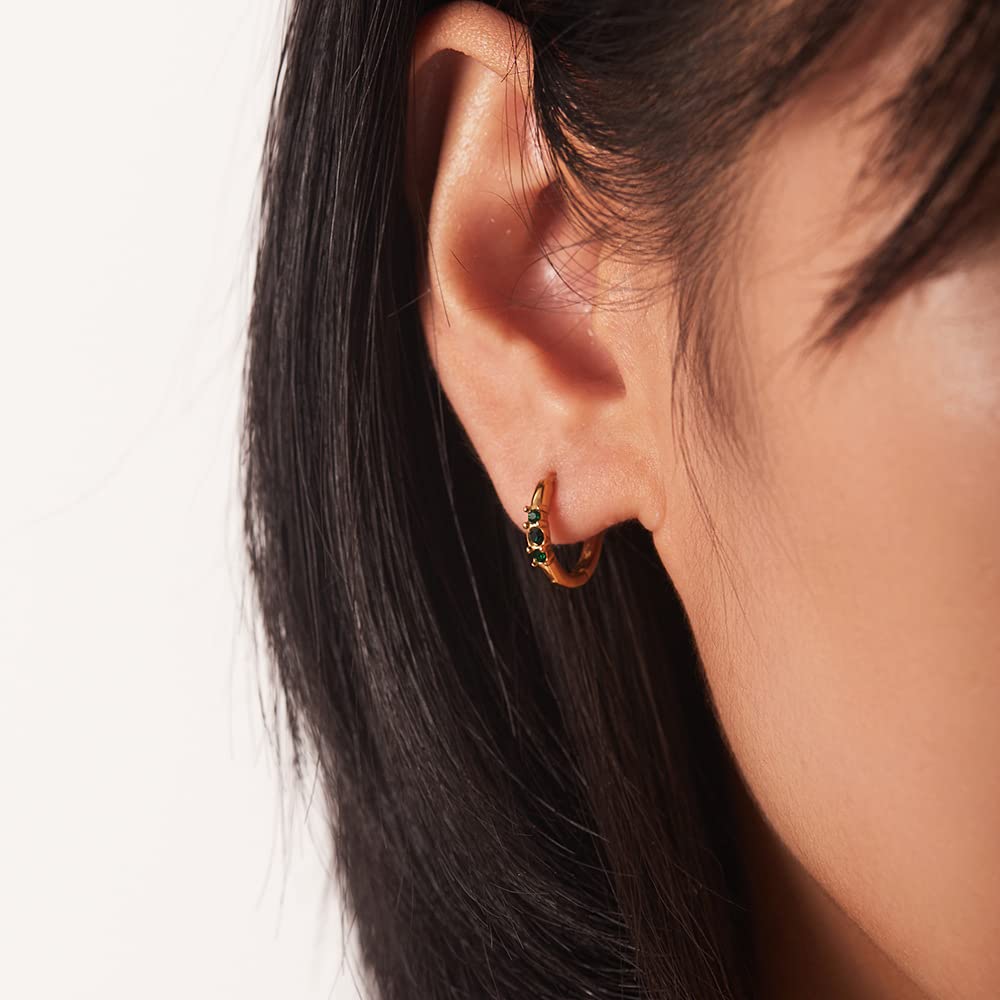 CFWSHJ Creolen aus 14-Karat-Massivgold über S925-Sterlingsilber, Set mit Perle und Moissanit, Klassische Vintage-Creolen, Luxus-Brautschmuck für Frauen