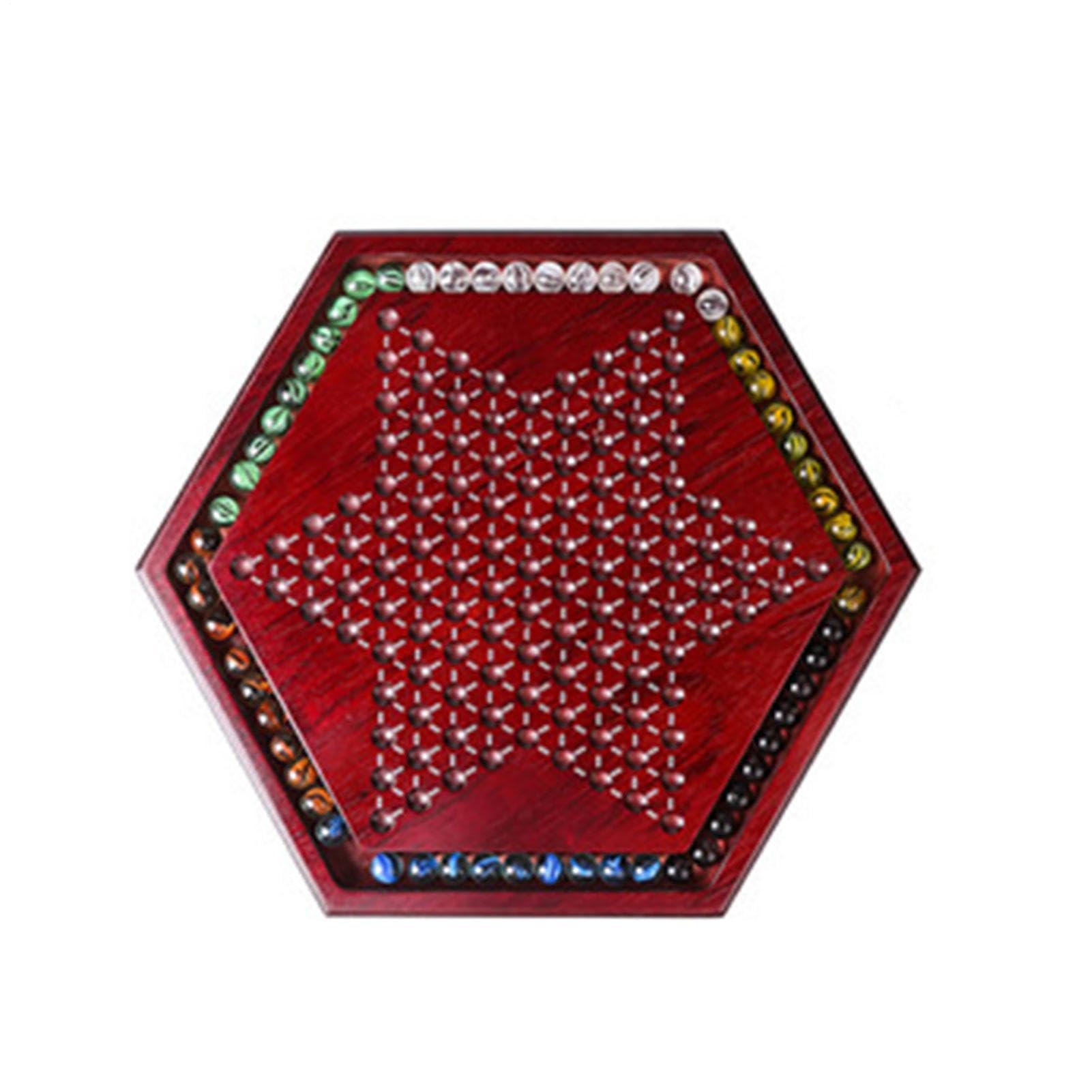 Juego De Damas Chinas - Canica De Vidrio, Tablero De Madera Con Cajón | Juego De Multijugador Entretenimiento En El Hogar, Juego De Mesa Clásico De Damas Chinas Para Familia Niños Adultos