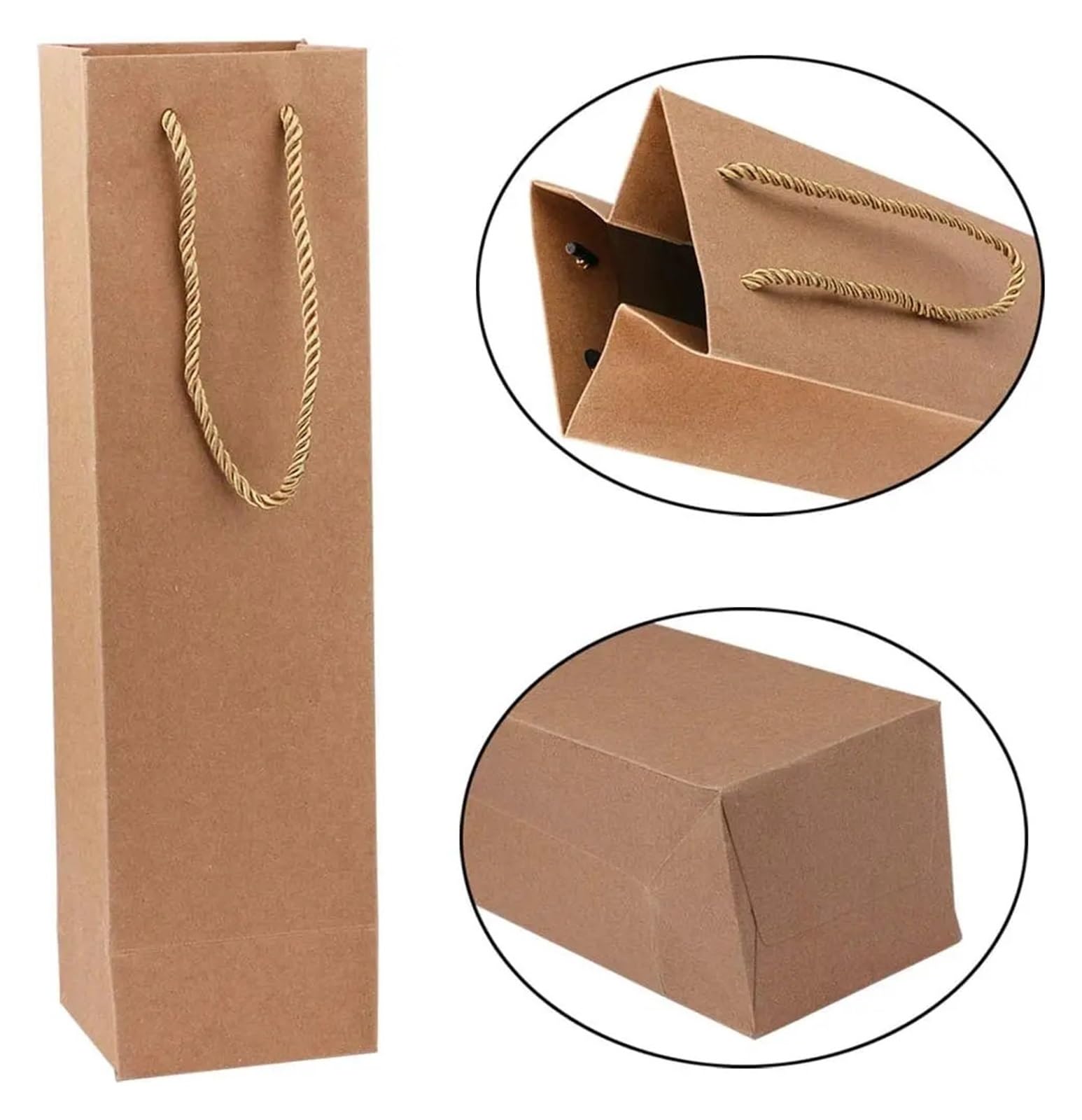 Lot de 15 sacs de vin avec poignée pour bouteilles de vin de 750 ml - Réutilisables pour fête de mariage, camel, One Size, Style unique