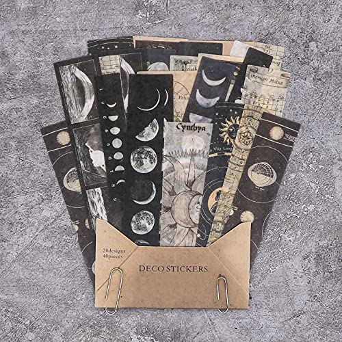 Knaid Vintage Astronomy Washi Stickers (40 Pieces) - Decorative Space, Planets, Galaxy, Sun & Moon, Antique Maps Planner Sticker For Scrapbooking, Bullet Journaling, Junk Journal #TOP5