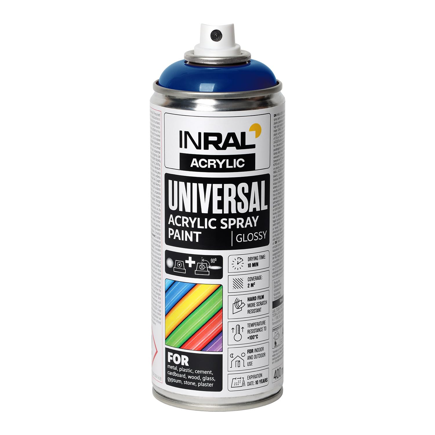 INRAL Acrylic Spray Paint Gentian Blue Glossy RAL5010 [400ml] – Universal Spray for Metal, Plastic, Wood & Stone – High-Coverage, UV & Rain Resistant – Indoor & Outdoor Use