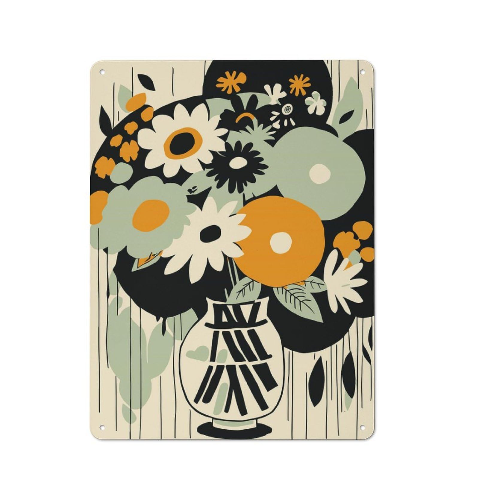Junmoney Style-3 Mia Bouquet Of Flowers Vintage Metal Wall Decor 40X30cm, Tin Sign For Cafe, Pub, Workshop Or Home Bar, Small Accent For Blank Walls