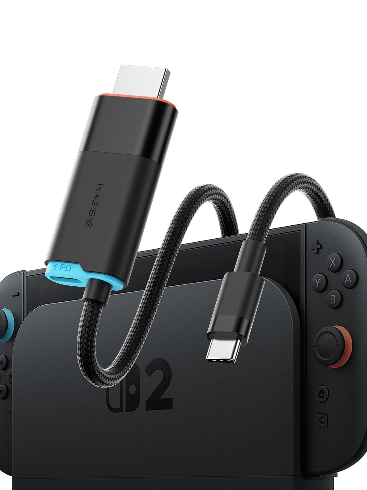 Hagibis Switch2 Station d'accueil pour Nintendo Switch1/2 et Switch OLED, Adaptateur USB C vers HDMI 4K @ 60 Hz, 100 W PD, Adaptateur Type-C vers HDMI pour Ordinateur Portable, Tablette