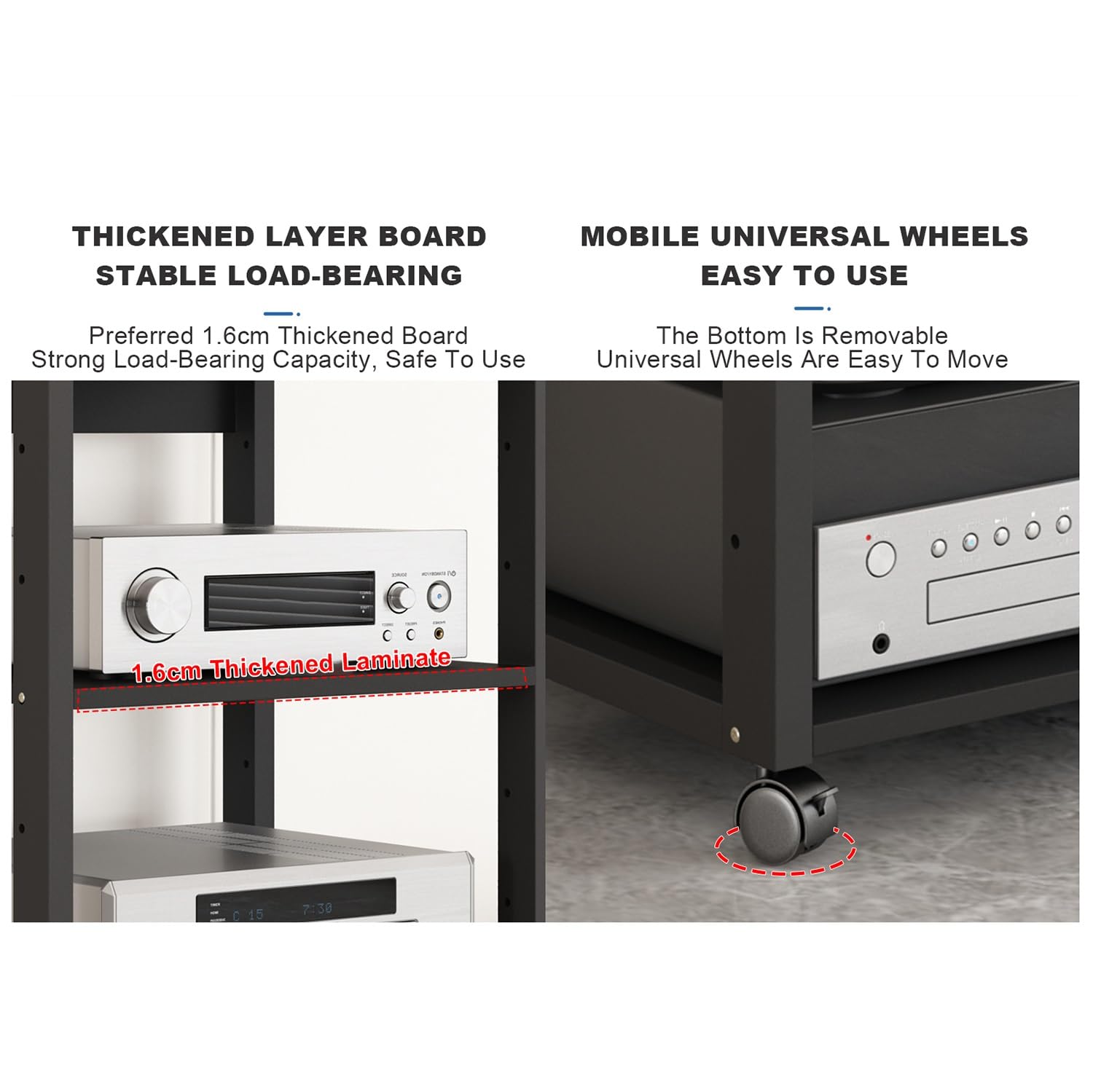 Generico Supporto per videocassette in Stile Moderno di metà secolo - Supporto multimediale per Console di Gioco, Stereo, Dvd - Torre angolare per Soggiorno e configurazione di Registrazione per Vide