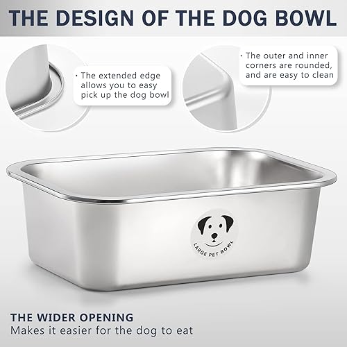 Miniatura 6 de Cuencos de acero inoxidable para perros grandes, cuencos metálicos de alta capacidad para comida y agua para perros grandes, grandes y grandes, 2.65