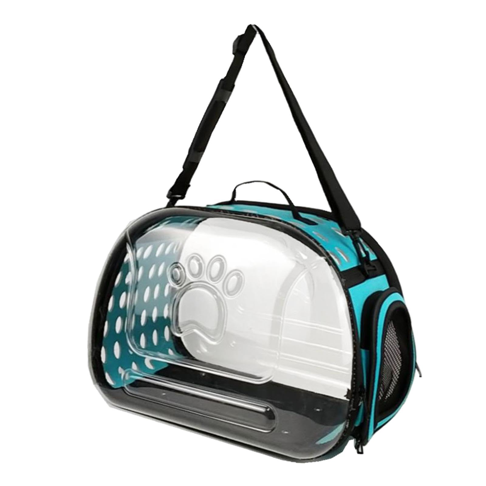 Milageto Collapsible Soft Sided Pet Carriers, Pets Bubble Bag Tote, Clear Transparent Cat Carrier for Kitten, Puppy, Outdoor, Hiking, Blue S
