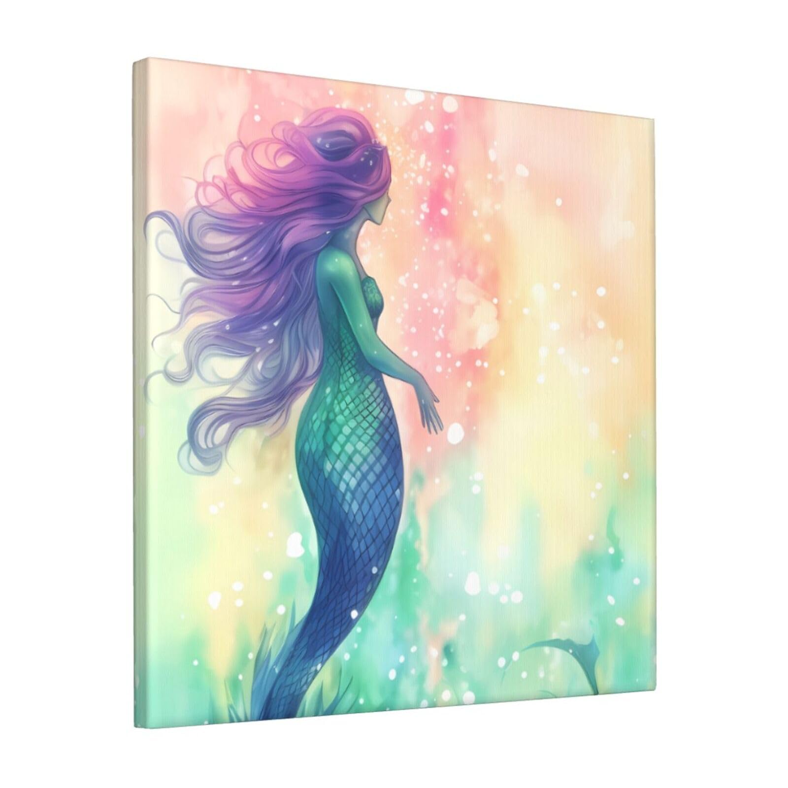 KLOPH Beautiful Mermaid tail Canvas Wall Art for Living Room 12"x12" Modern Artwork Painting for Bathroom Hanging Canvas Prints Aesthetic Wallart for Bedroom Kitchen Office Wall Decor