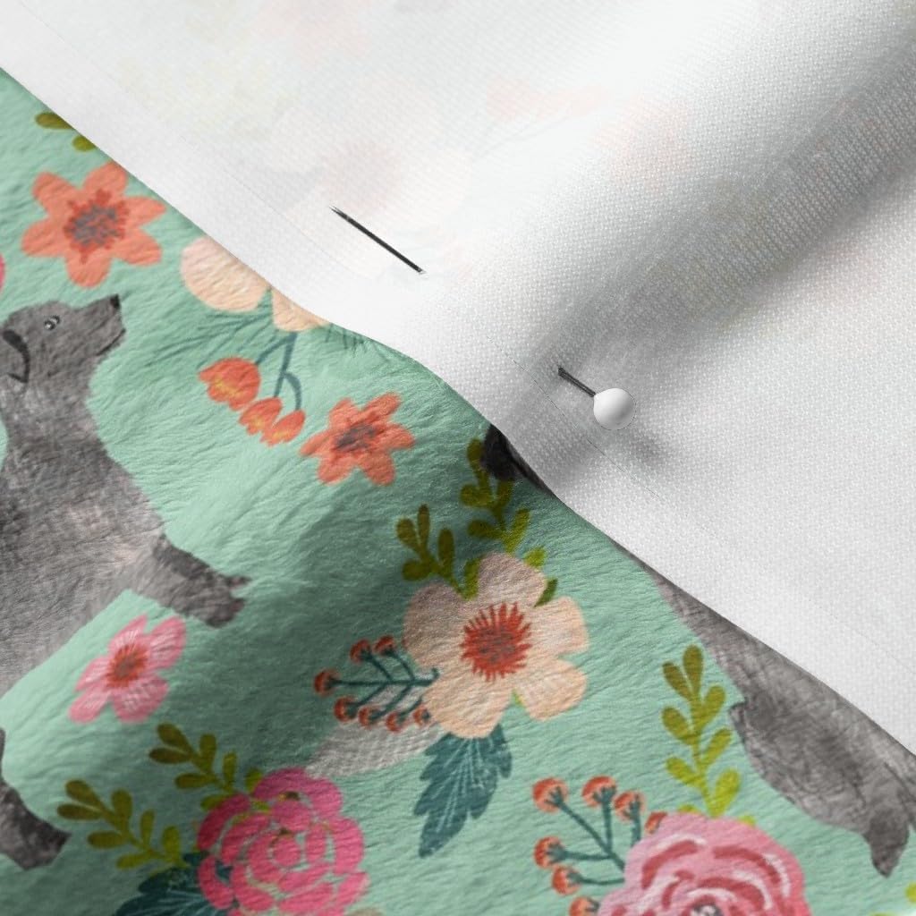 Spoonflower Fabric - Irish Wolfhound Floral Dogs Breeds Mint Pet Portrait Printed on Minky Fabric by The Yard - Sewing Baby Blankets Quilt Backing Plush