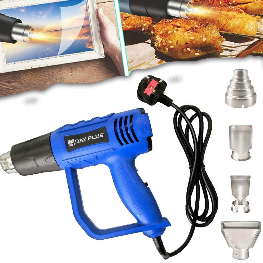 Pistola ad aria calda professionale da 2000 W, 2 livelli di calore dell'intervallo di temperatura 60 – 600 ℃, 300 – 500 l/min, set di soffianti ad aria calda, per restringere il PVC, asciugare