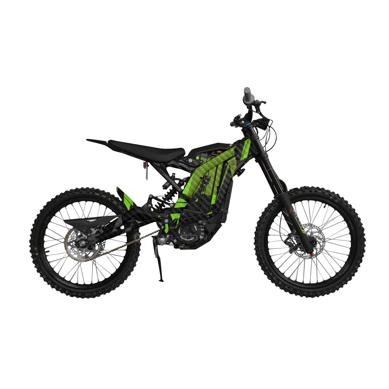 Carbon Fiber Surron Light Bee Graphics Kit Wrap - Green Shatter - Sur-Ron Skin - Premium 3M Vinyl Protective Wrap Decal Cover - Easy to Apply | Crafted in The USA by MightySkins