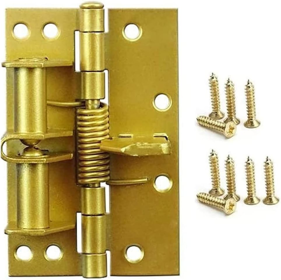 Spring Positioning Hinge Door Closer, Adjustable Self Closing Door Hinges With Mounting Screws, Automatic Door Closer For Home Hinge (Gold)