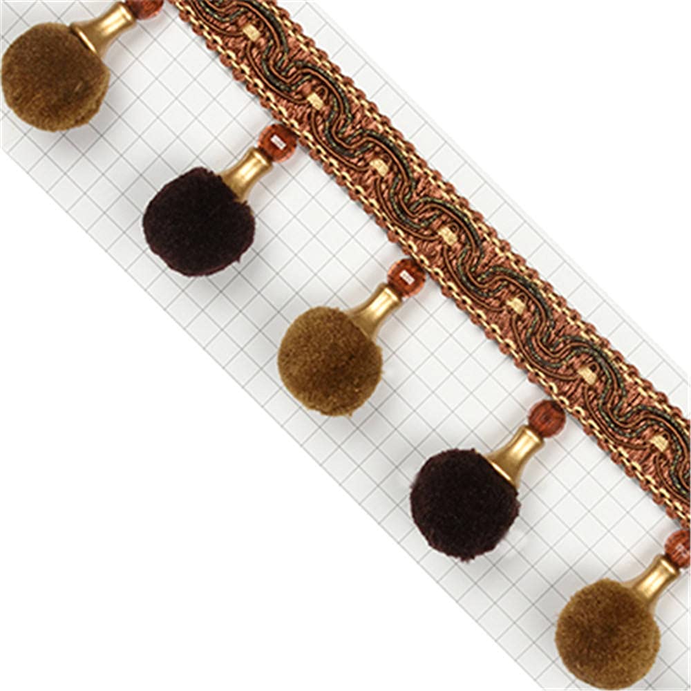 3yards Pom Pom Curtain Fringe Trim Beads Ball Tassel Trimming Sewing Ribbon