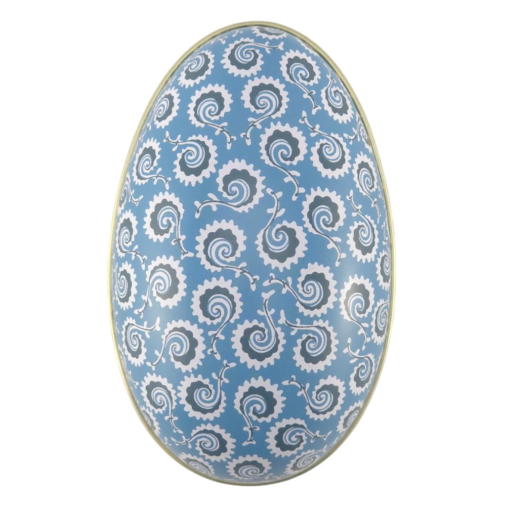 That's Crackers Blue Paisley | Two Part Fillable Tin Easter Egg | Sanderson | Flat Base | 11cm