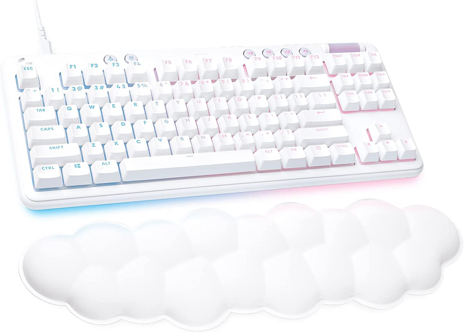 Logitech G713 Wired Gaming Keyboard with LIGHTSYNC RGB Lighting, Tactile Switches (GX Brown), and Keyboard Palm Rest, PC and Mac Compatible, White Mist