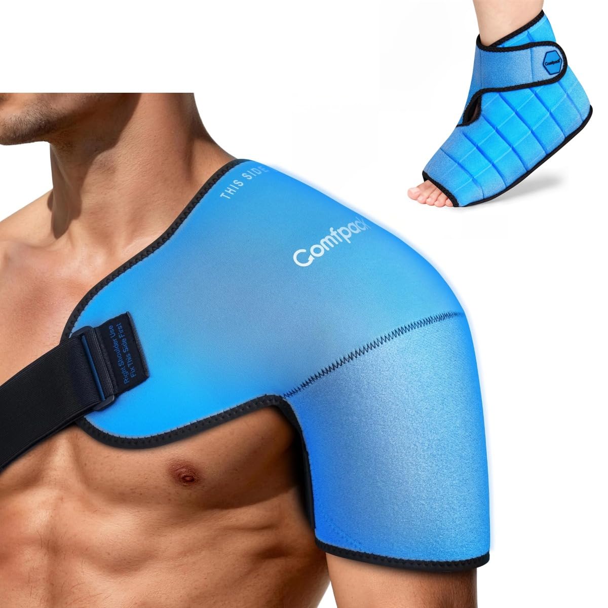Shoulder Brace Ice Pack Wrap for Rotator Cuff and Arm Foot Ice Pack Wrap for Plantar Fasciitis Relief