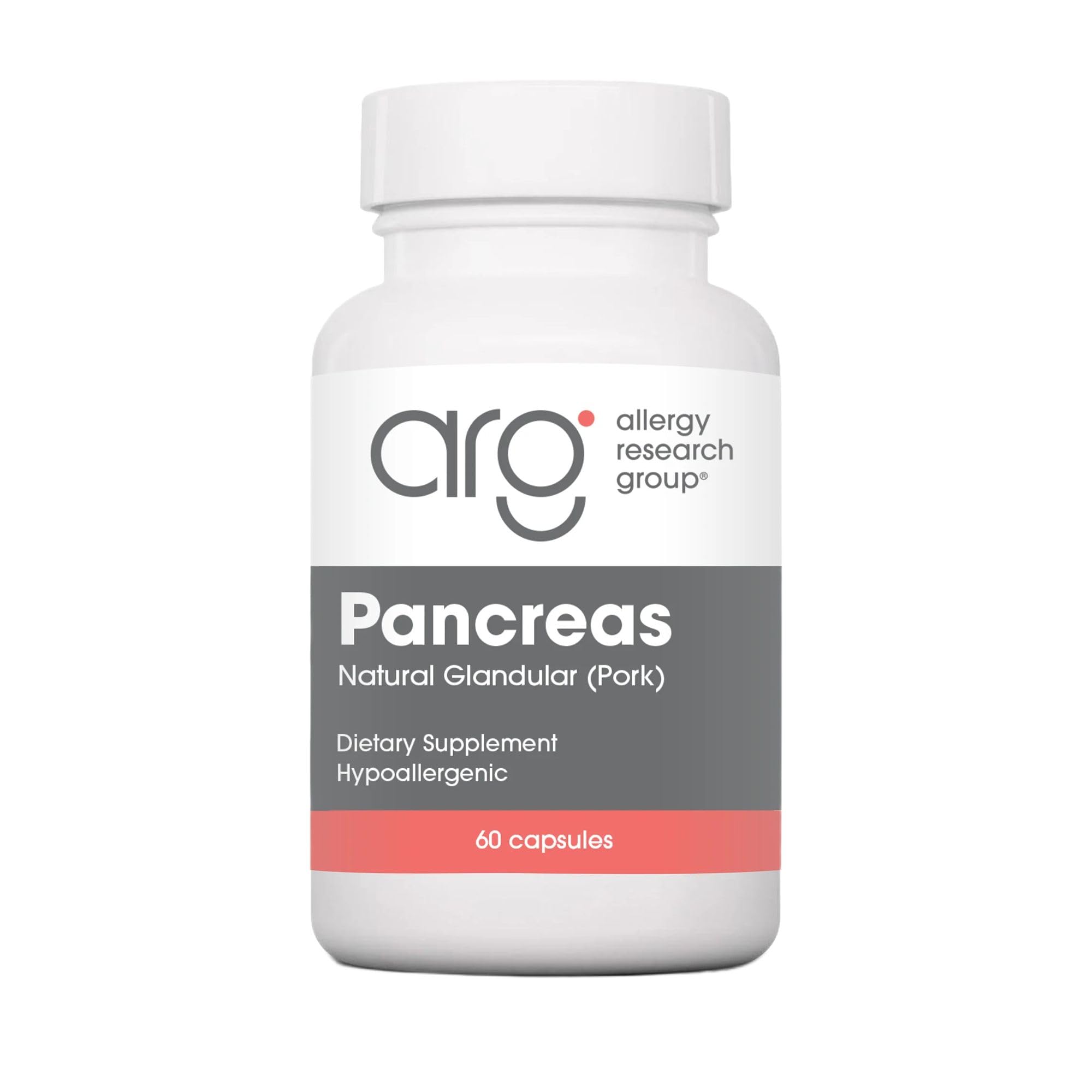 Nutricology Pancreas Pork 425mg Supplement - Pancreas Natural Glandular, Pancreatic Enzymes, Amylase, Protease, Lipase, Hypoallergenic - 60 Count