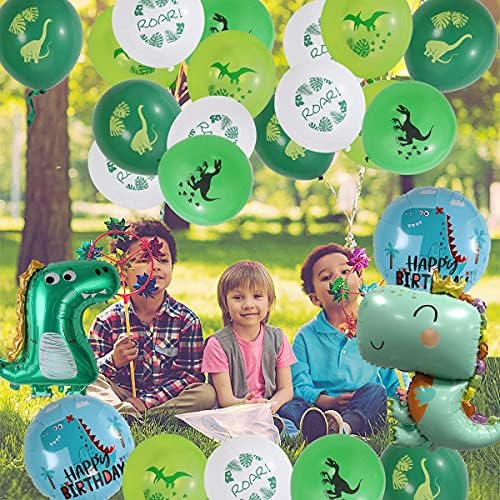 yuechen Dinosaur Birthday Party Decoration ,Dinosaur Happy Birthday Banner, Dinosaur Latex Balloon with Foil Animal Balloon for Boy Girl Baby Shower Birthday Supplies