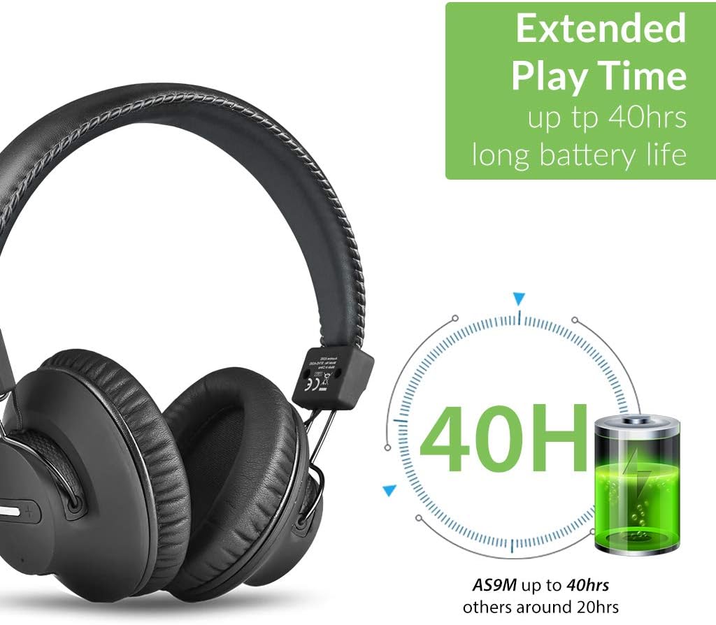 70% Off Discount Avantree AS9M Bluetooth 5.0 Over Ear Headphones with Boom Mic for Phone Call, Home Office PC Computer, Clear Voice & HiFi Sound Quality, Extra Comfortable & Lightweight, 40H, Wireless & Wired