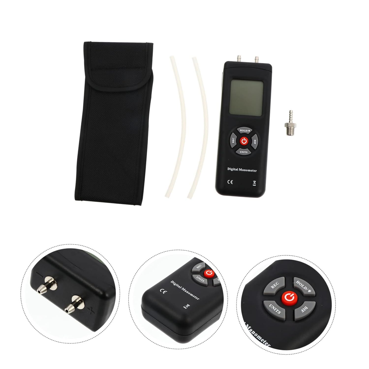 Dual Input Digital Manometer Handheld Differential Pressure for Systems Portable Gauge with Display Accurate Measurement for Air Conditioning