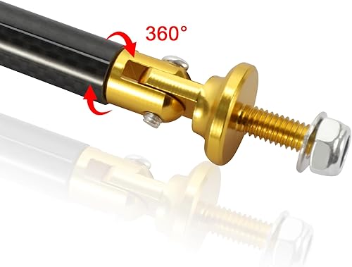 Miniatura 4 de TOMALL 2 piezas de 1.772 in para parachoques delantero y trasero ajustable para automóvil, barra de soporte de puntal de fibra de carbono, oro,