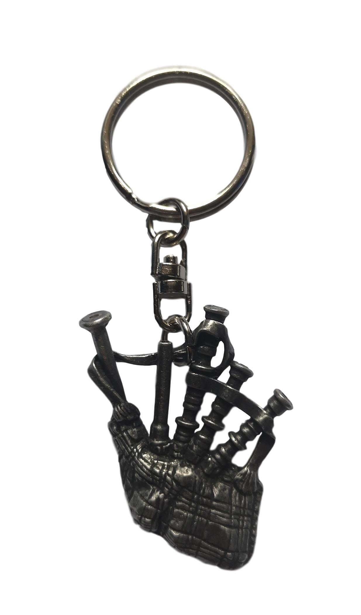 Bagpipes pewter metal keyring