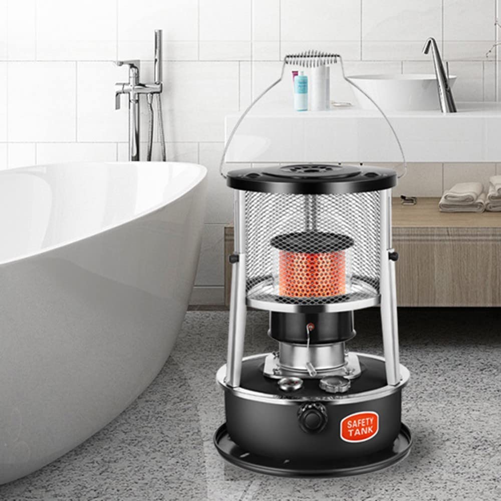 Estufa De Parafina Hornillos De Acampada con Extinción Automática Calentador De Queroseno Portátil 4.5L con Bolso De Mano Y 5 Mechas para Balcón, Jardín, Patio O Camping Black