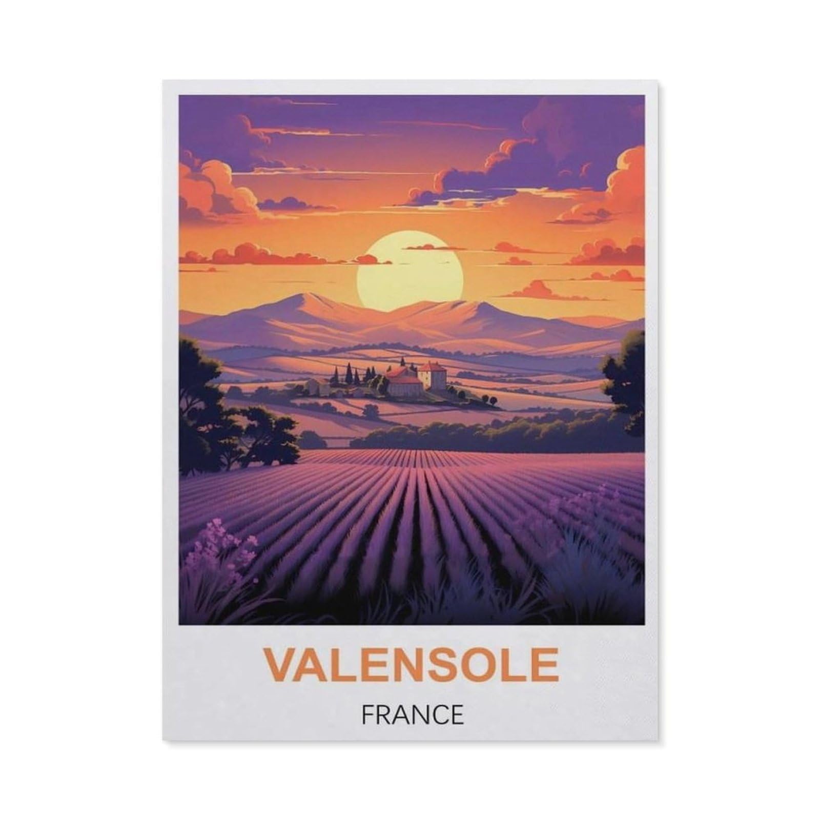 BEAYODKP DIY Diamond Painting，Valensole France Vintage Travel Posters，Cross Stitch Full Drill 5D Embroidery Mosaic Wall Decor Art（50 x 60 cm/19.68 x 23.62 inches）-BW75